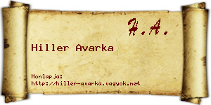 Hiller Avarka névjegykártya